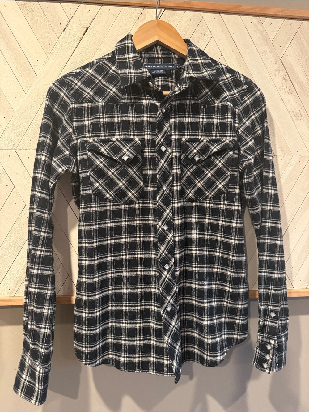 Lauren Ralph Lauren Black and White Plaid Button-Down Shirt